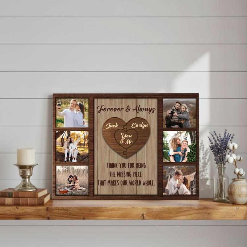 Valentine Gift - Personalized Couple Puzzle Photo Collage Canvas