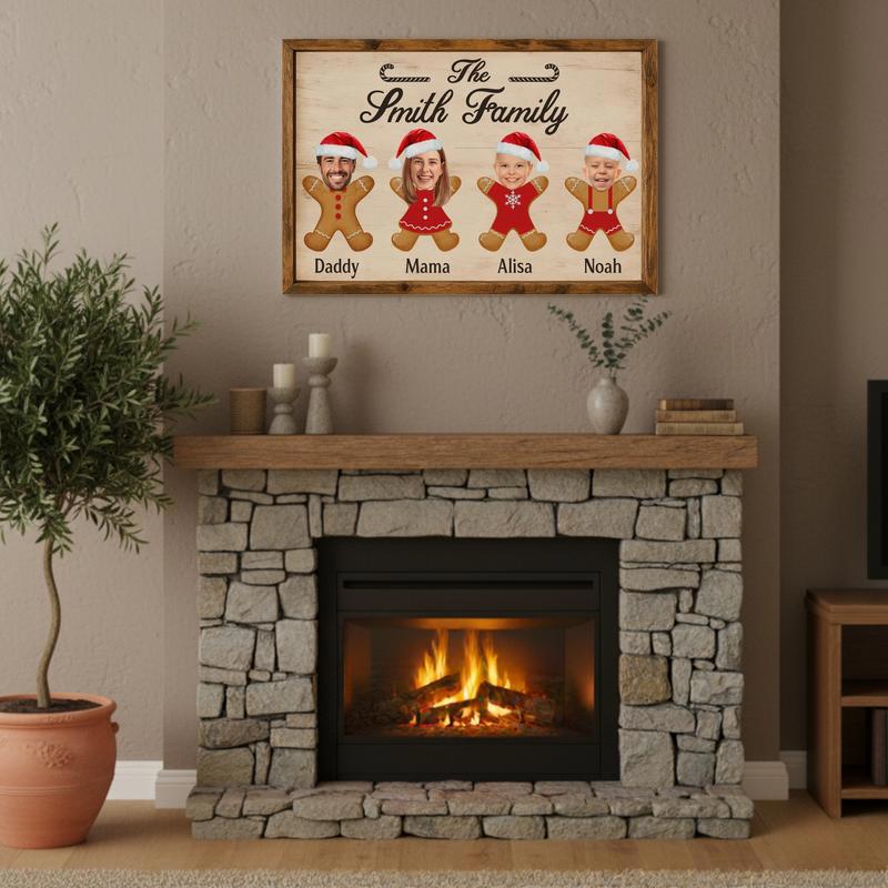 Custom Family Gingerbread Canvas - Adorable Xmas Keepsake Gift