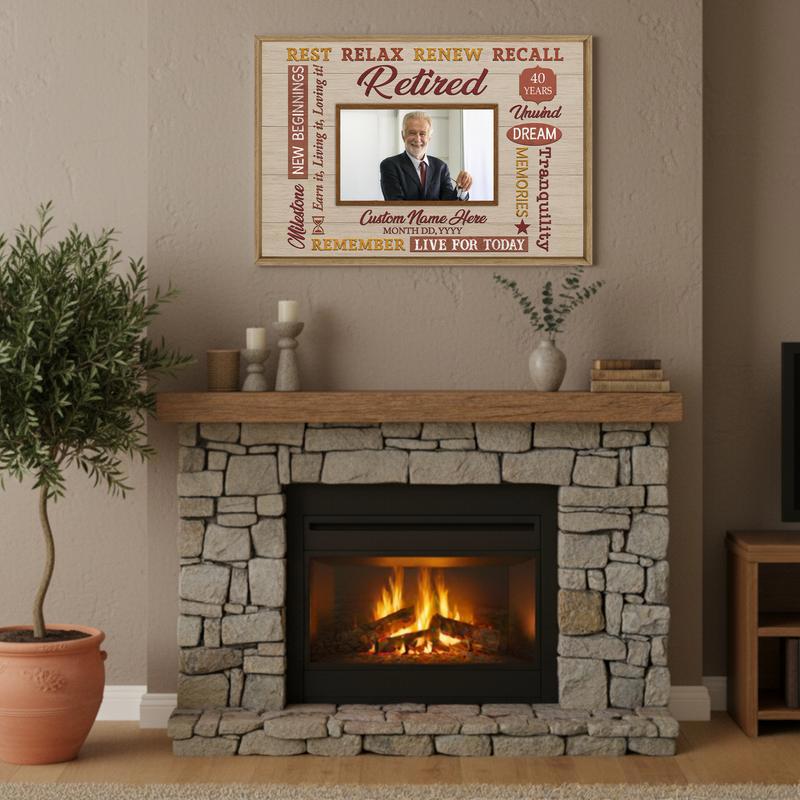 Custom Retirement Photo Canvas - Rustic Happy Gift For Retirees