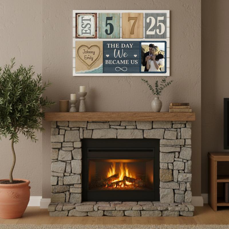Established Year Photo Keepsake - Custom Couple Milestone Canvas