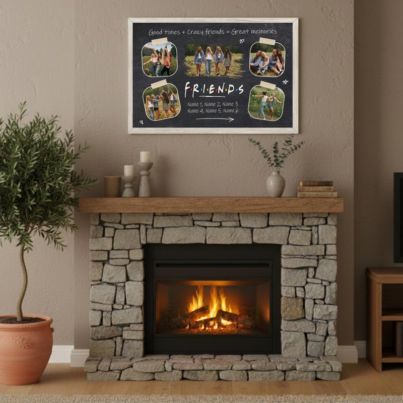Forever Friends - Rustic Polaroid Collage Personalized Canvas