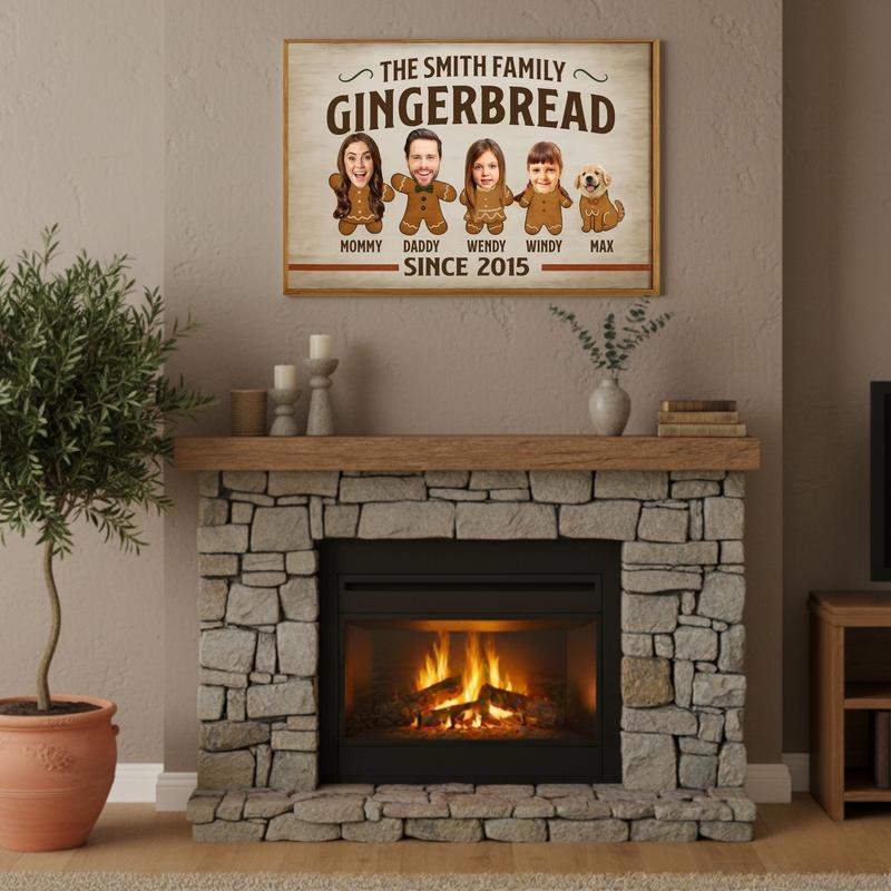 Gingerbread Family Christmas Photo Canvas - Funny Holiday Gift