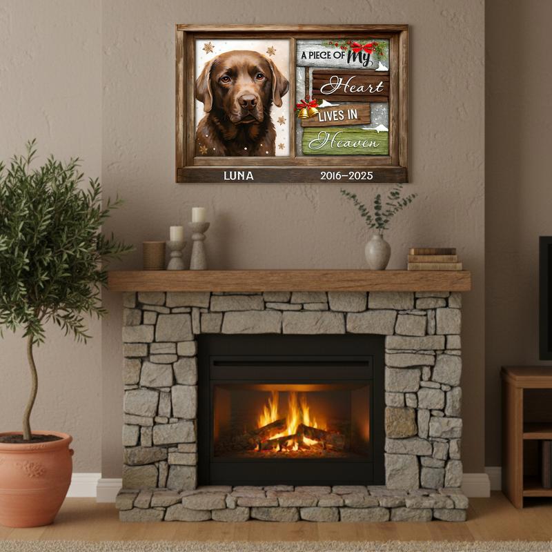 Heart Lives In Heaven - Personalized Pet Loss Remembrance Canvas