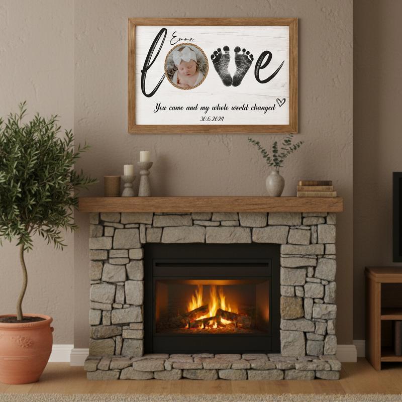 Newborn Footprint Canvas - Custom Birth Stats Nursery Keepsake