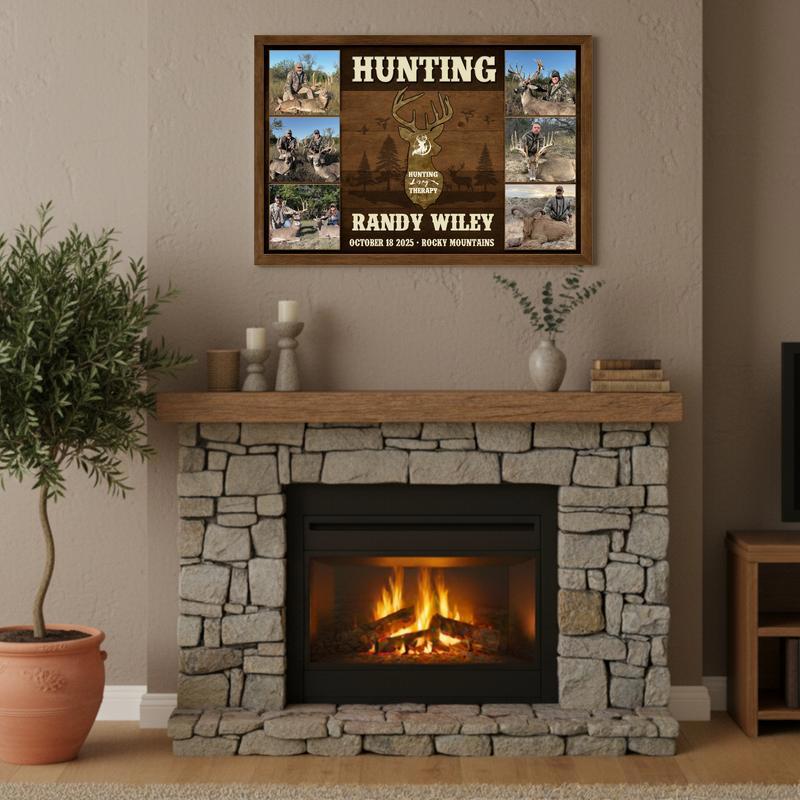 Personalized Hunting Is My Therapy Deer Photo Collage Canvas