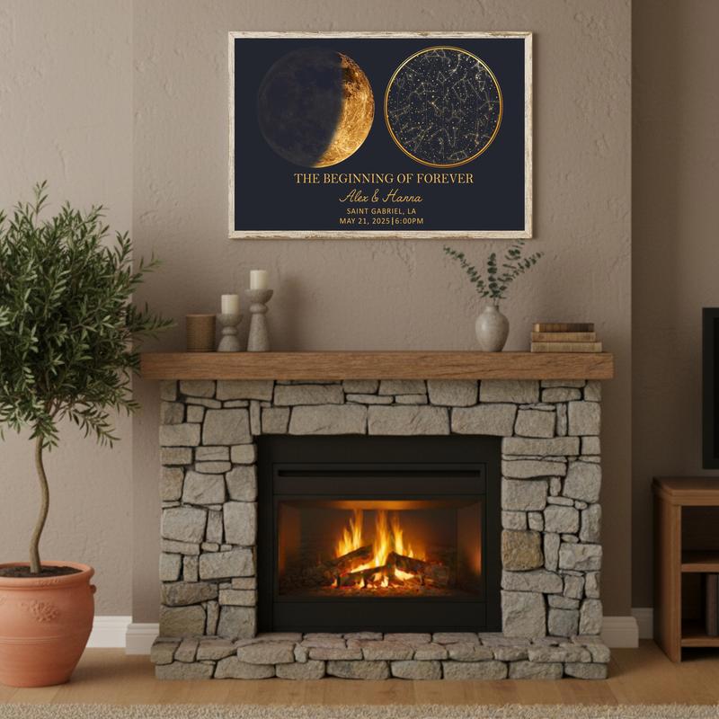 Romantic Night Sky Canvas - Custom Moon Phase Star Map Gift