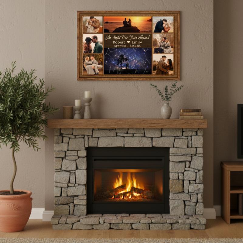 Star Map & Photo Collage Canvas - Anniversary Night Sky Gift