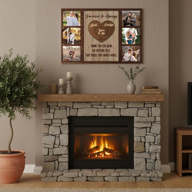Valentine Gift - Personalized Couple Puzzle Photo Collage Canvas