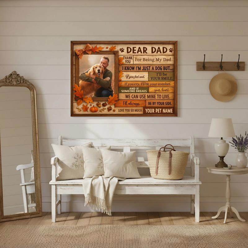 A Dog Dad's Perfect Thanksgiving - Custom Fall Portrait Art Canvas