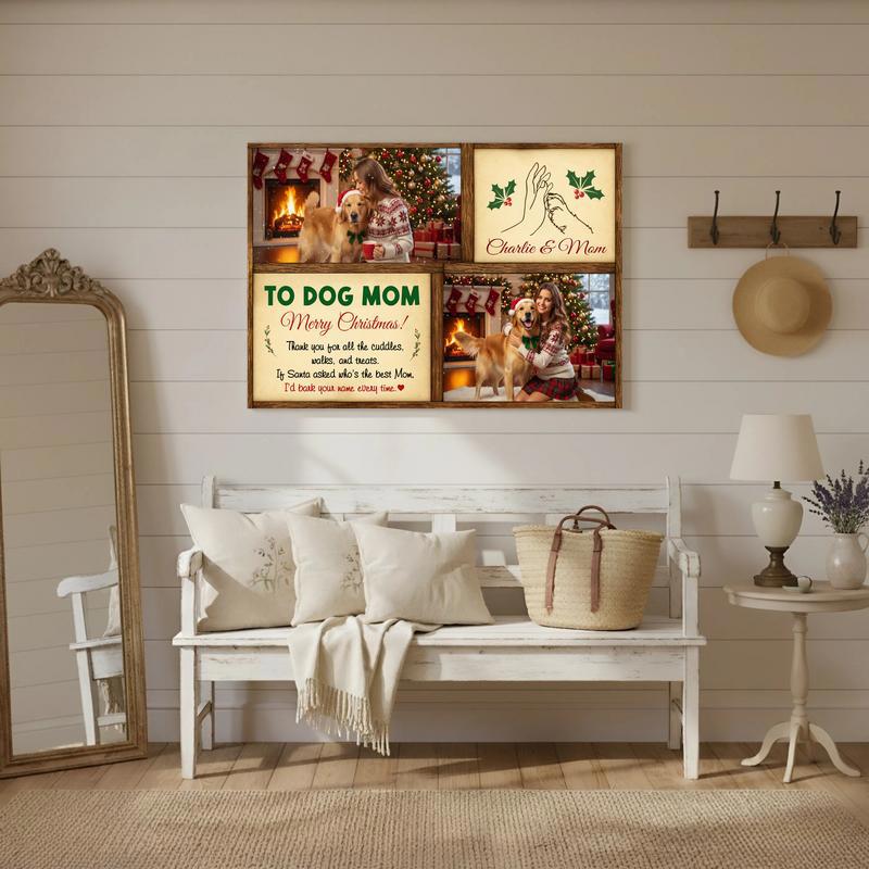Best Dog Mom Christmas Personalized Photo Keepsake Canvas