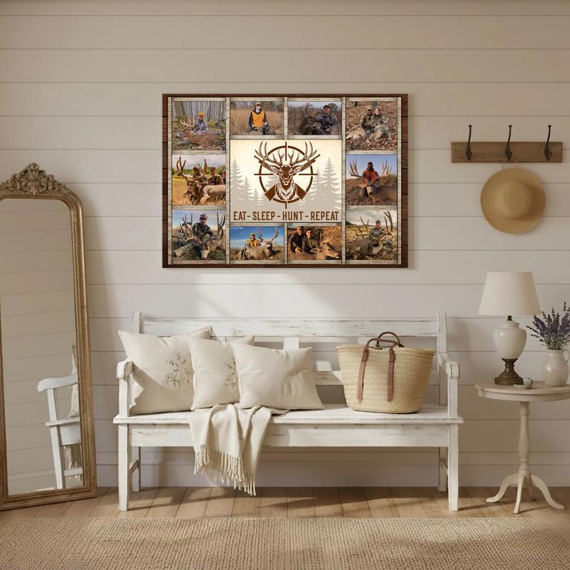 Custom Deer Hunting Photo Collage Canvas - Outdoorsman's Keepsake