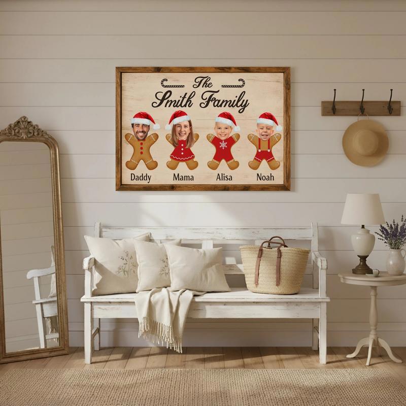 Custom Family Gingerbread Canvas - Adorable Xmas Keepsake Gift