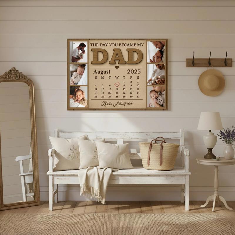 Custom Photo Calendar For New Dad - First Father's Day Canvas