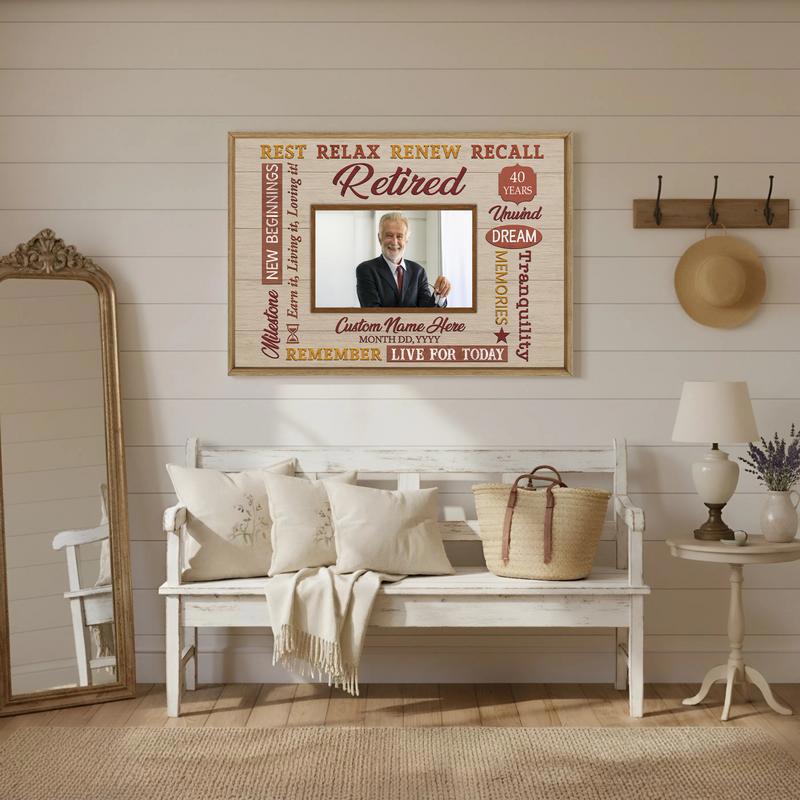 Custom Retirement Photo Canvas - Rustic Happy Gift For Retirees