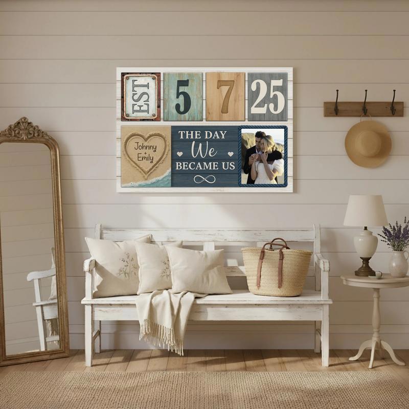 Established Year Photo Keepsake - Custom Couple Milestone Canvas