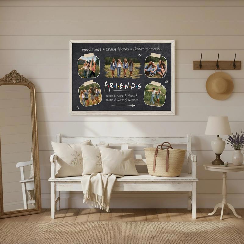 Forever Friends - Rustic Polaroid Collage Personalized Canvas
