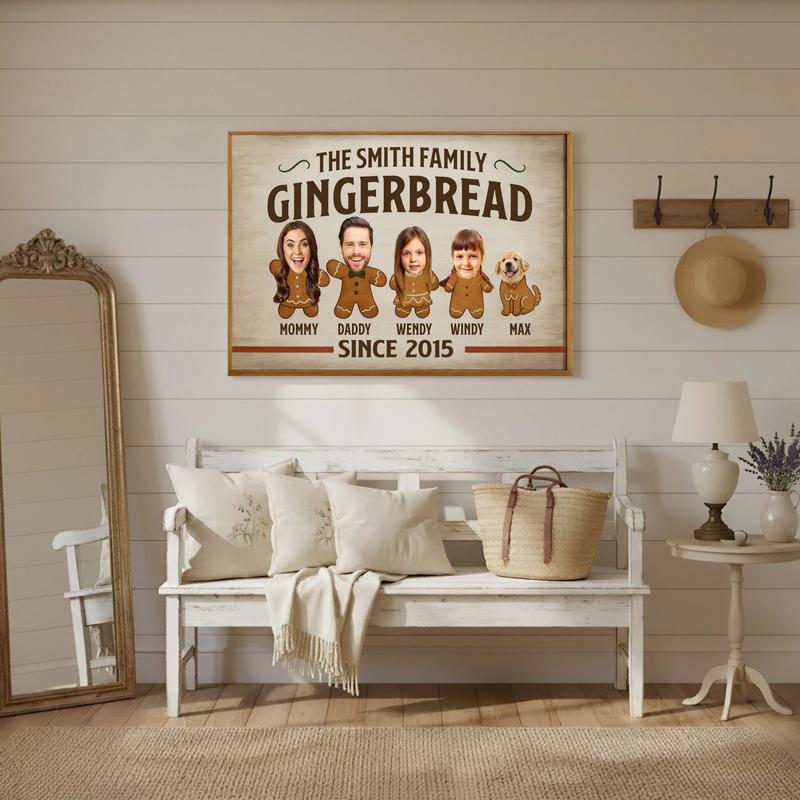 Gingerbread Family Christmas Photo Canvas - Funny Holiday Gift