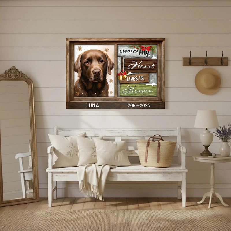 Heart Lives In Heaven - Personalized Pet Loss Remembrance Canvas