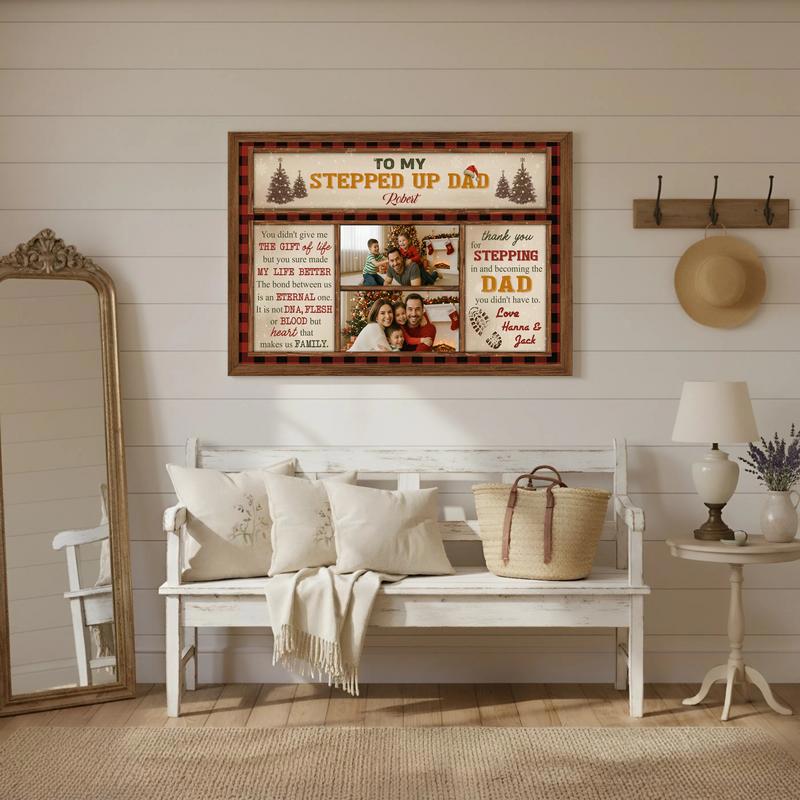 Love You Stepped-Up Dad Personalized Christmas Portrait Canvas