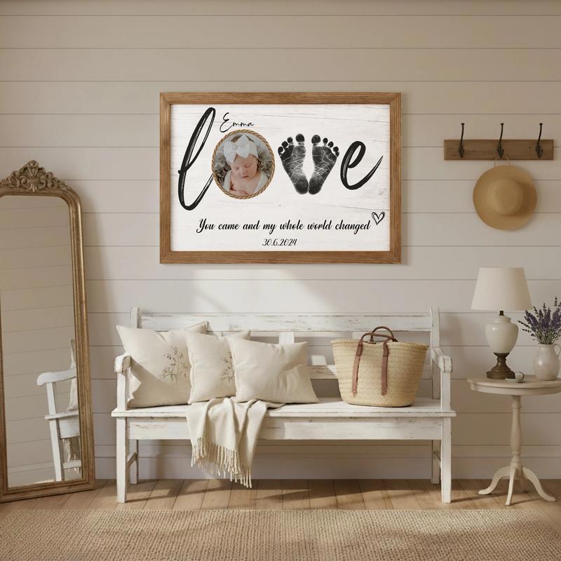 Newborn Footprint Canvas - Custom Birth Stats Nursery Keepsake