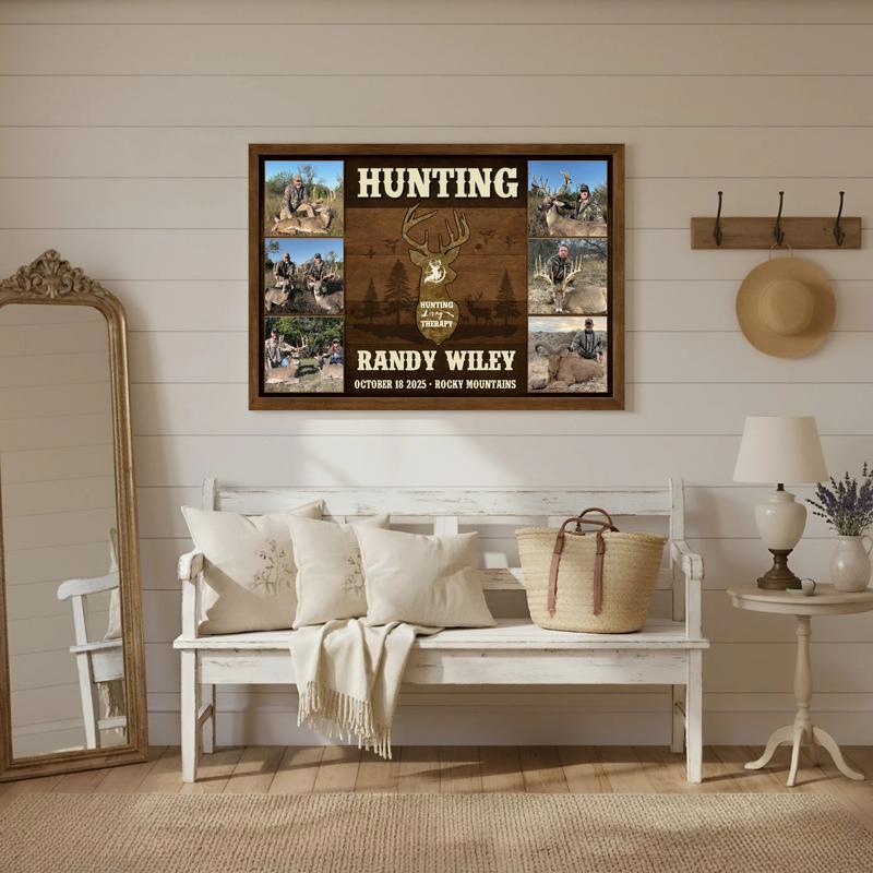 Personalized Hunting Is My Therapy Deer Photo Collage Canvas