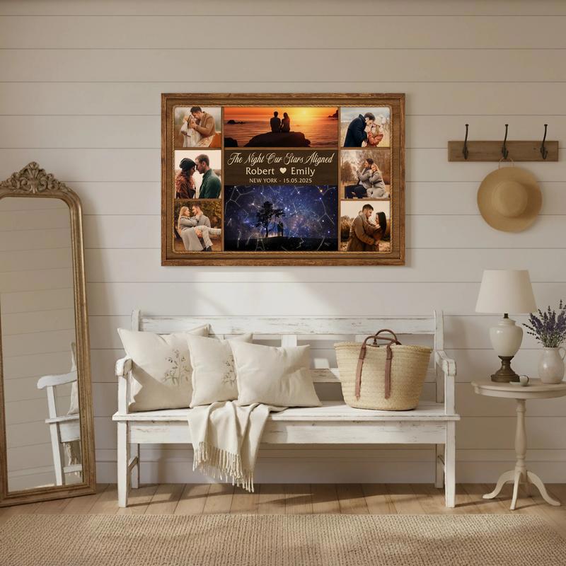 Star Map & Photo Collage Canvas - Anniversary Night Sky Gift