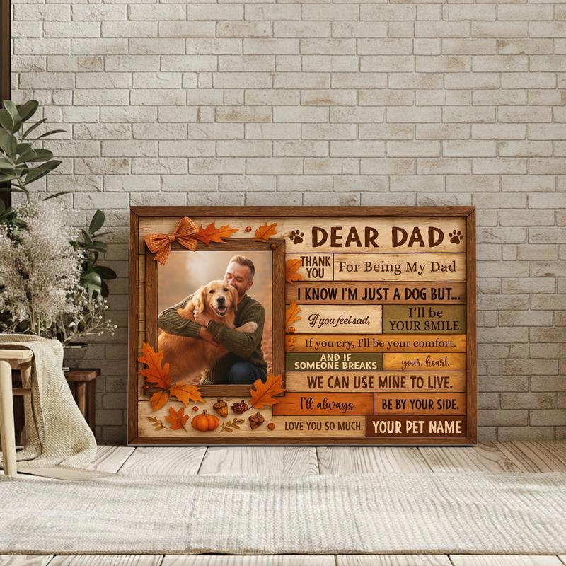 A Dog Dad's Perfect Thanksgiving - Custom Fall Portrait Art Canvas