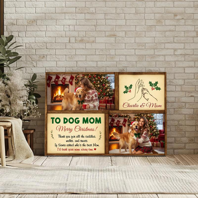 Best Dog Mom Christmas Personalized Photo Keepsake Canvas
