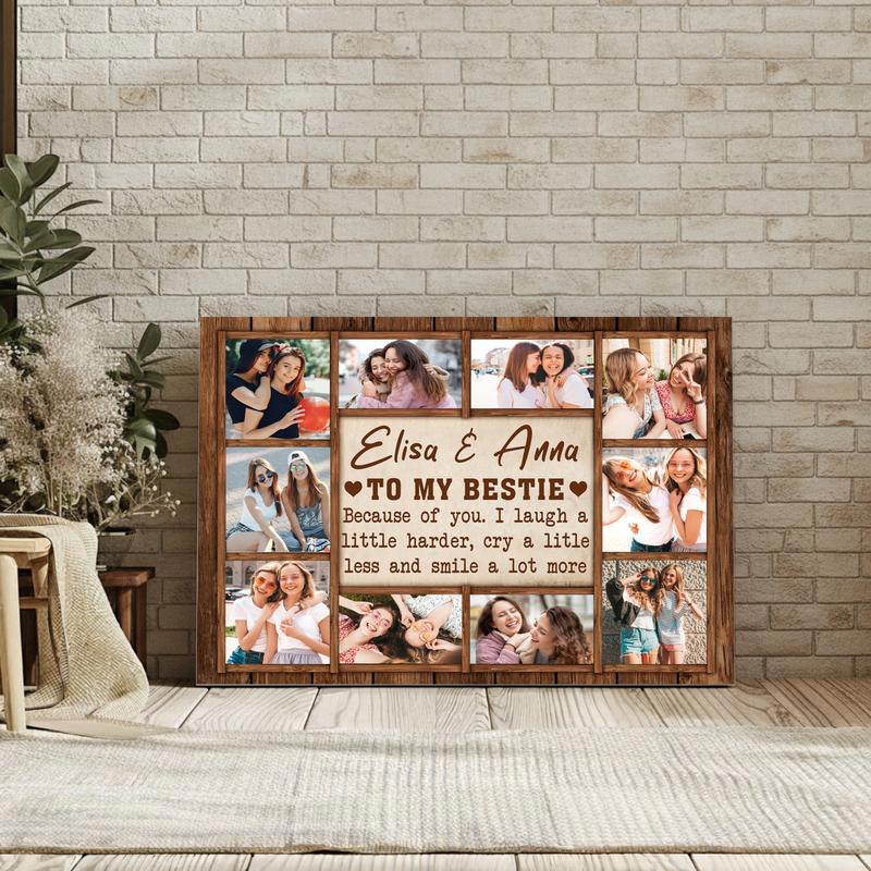 Best Friend Custom Photo Collage Canvas - Bestie Birthday Gifts