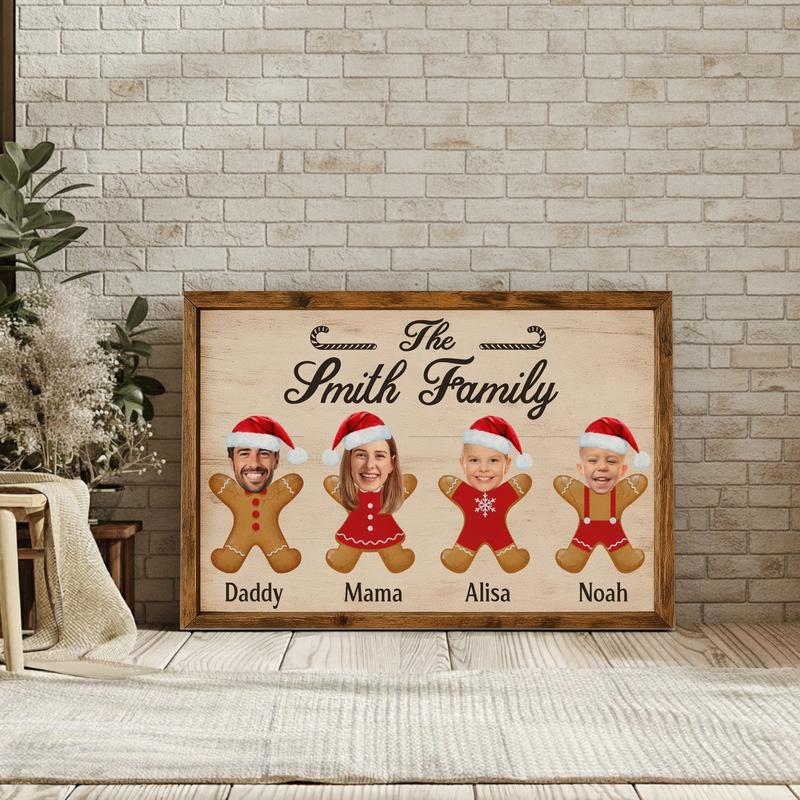 Custom Family Gingerbread Canvas - Adorable Xmas Keepsake Gift
