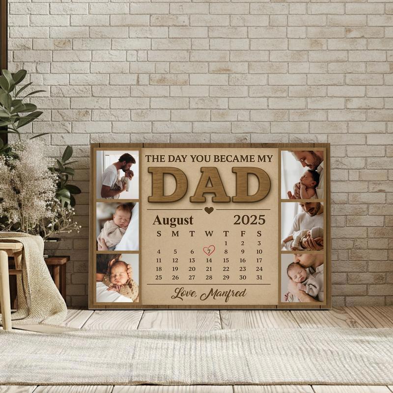 Custom Photo Calendar For New Dad - First Father's Day Canvas