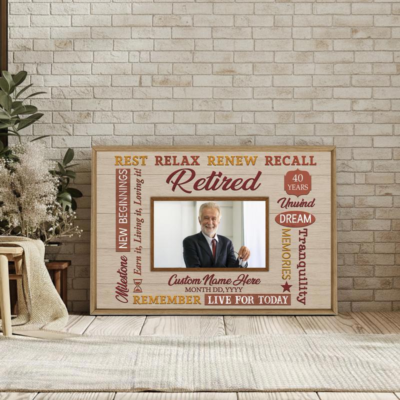 Custom Retirement Photo Canvas - Rustic Happy Gift For Retirees