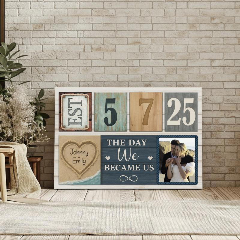 Established Year Photo Keepsake - Custom Couple Milestone Canvas
