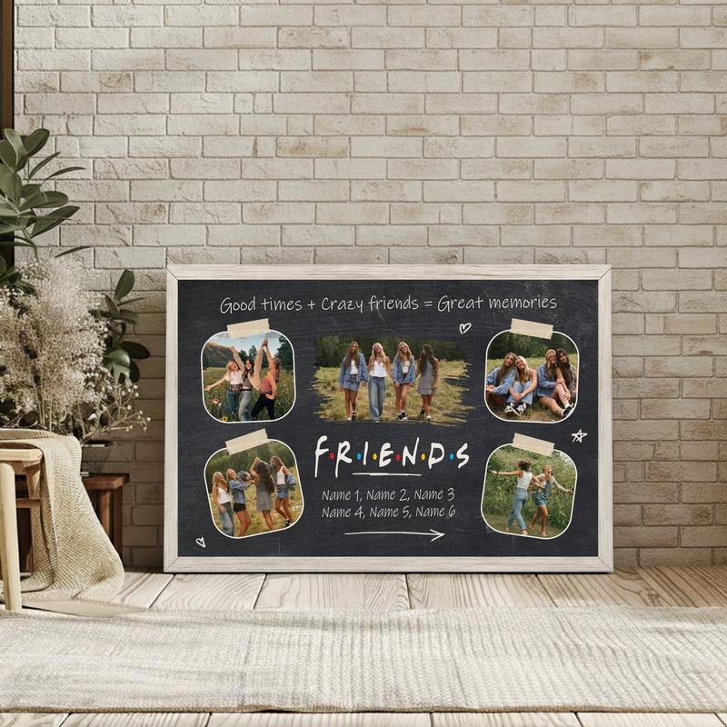 Forever Friends - Rustic Polaroid Collage Personalized Canvas