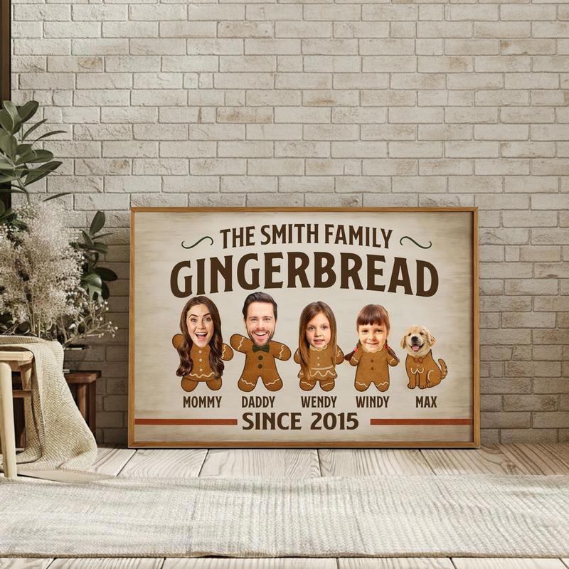 Gingerbread Family Christmas Photo Canvas - Funny Holiday Gift