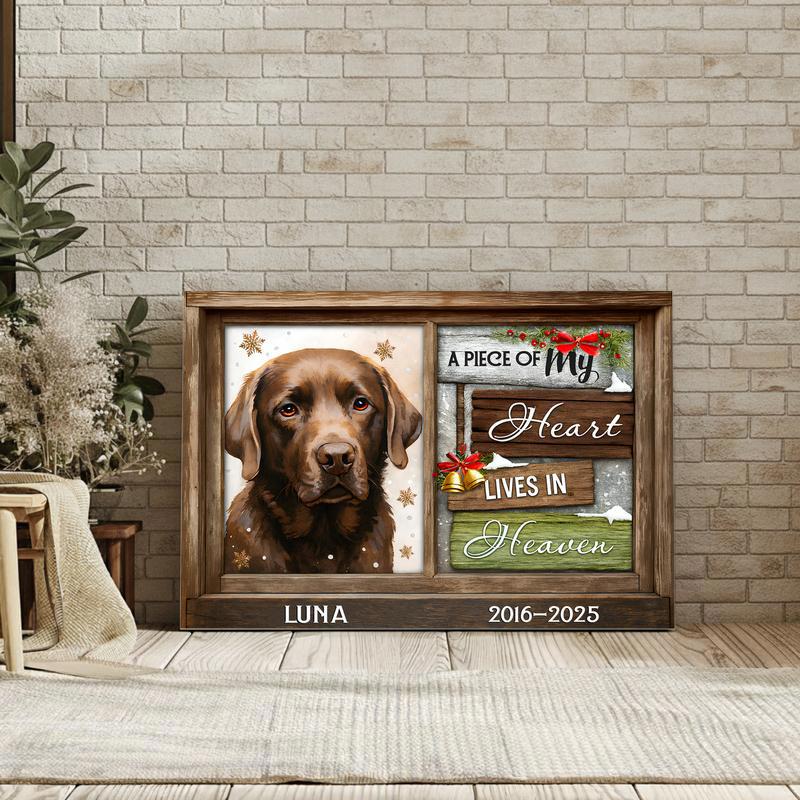 Heart Lives In Heaven - Personalized Pet Loss Remembrance Canvas