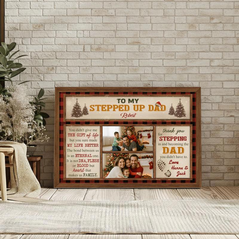 Love You Stepped-Up Dad Personalized Christmas Portrait Canvas