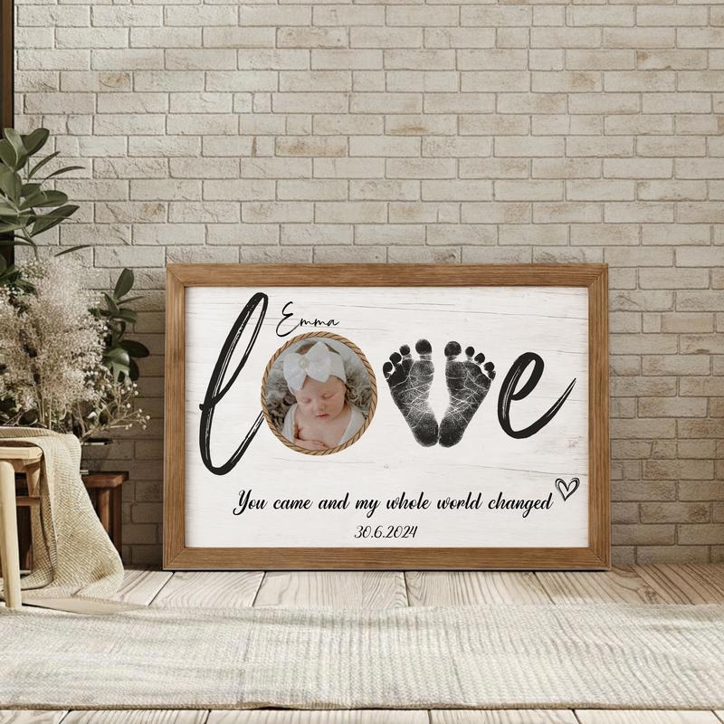 Newborn Footprint Canvas - Custom Birth Stats Nursery Keepsake