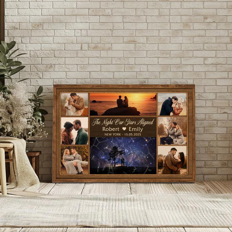 Star Map & Photo Collage Canvas - Anniversary Night Sky Gift
