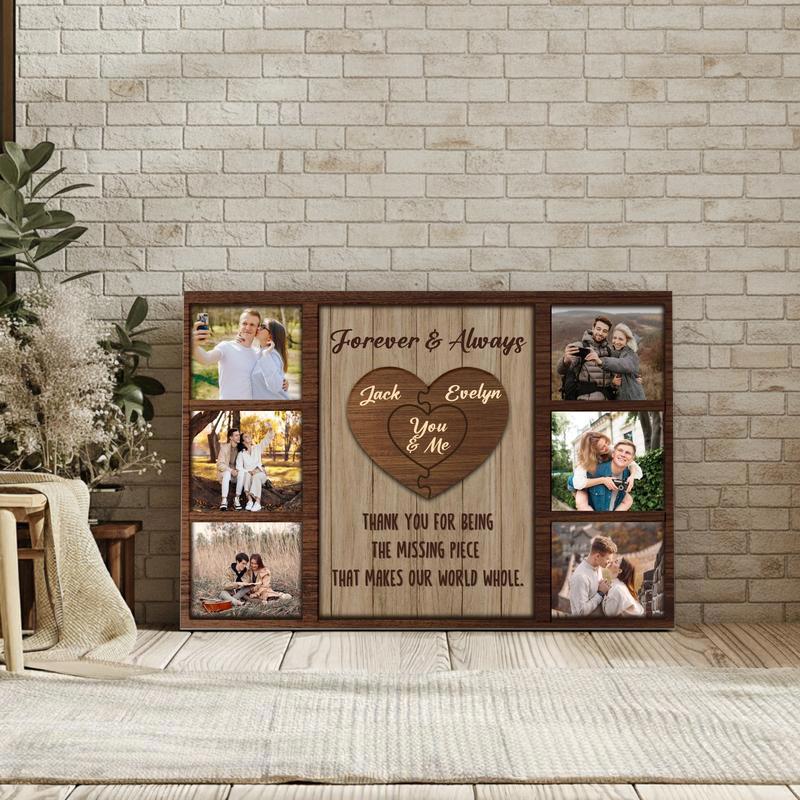 Valentine Gift - Personalized Couple Puzzle Photo Collage Canvas