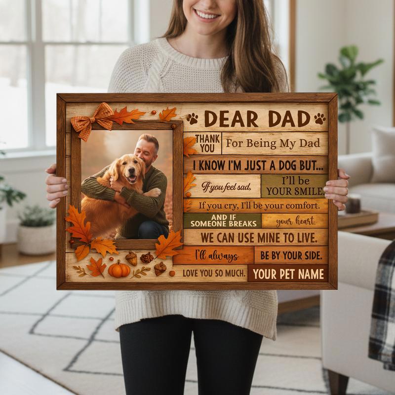 A Dog Dad's Perfect Thanksgiving - Custom Fall Portrait Art Canvas