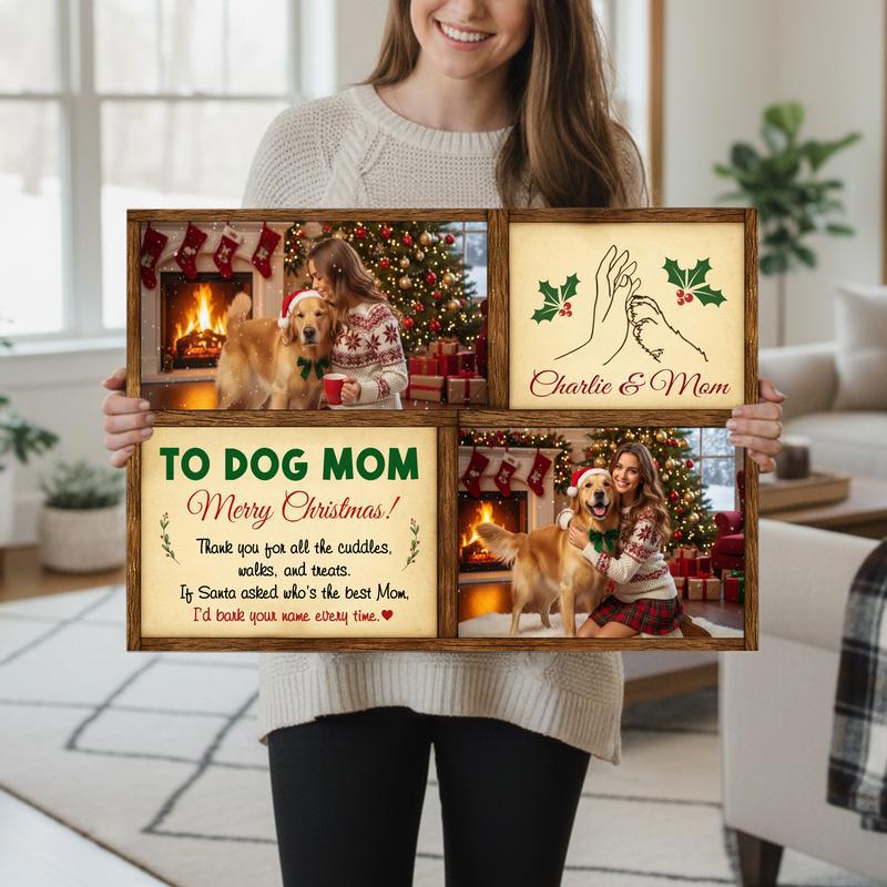 Best Dog Mom Christmas Personalized Photo Keepsake Canvas