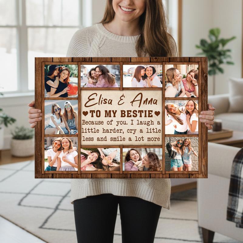 Best Friend Custom Photo Collage Canvas - Bestie Birthday Gifts