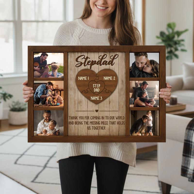 Bonus Dad Love - Personalized Kids Name Puzzle Canvas