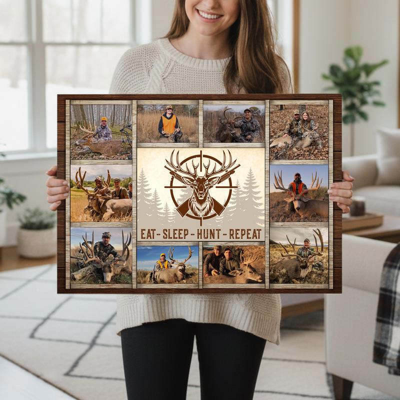 Custom Deer Hunting Photo Collage Canvas - Outdoorsman's Keepsake