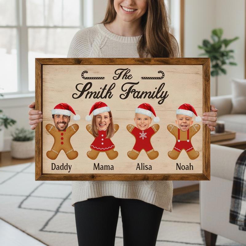 Custom Family Gingerbread Canvas - Adorable Xmas Keepsake Gift