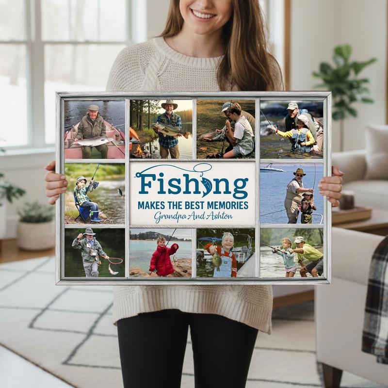 Custom Fishing Makes The Best Memories Photo For Dad Canvas