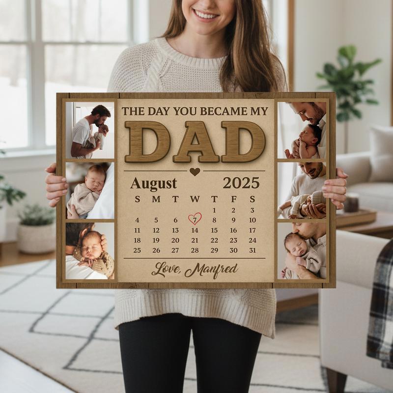 Custom Photo Calendar For New Dad - First Father's Day Canvas