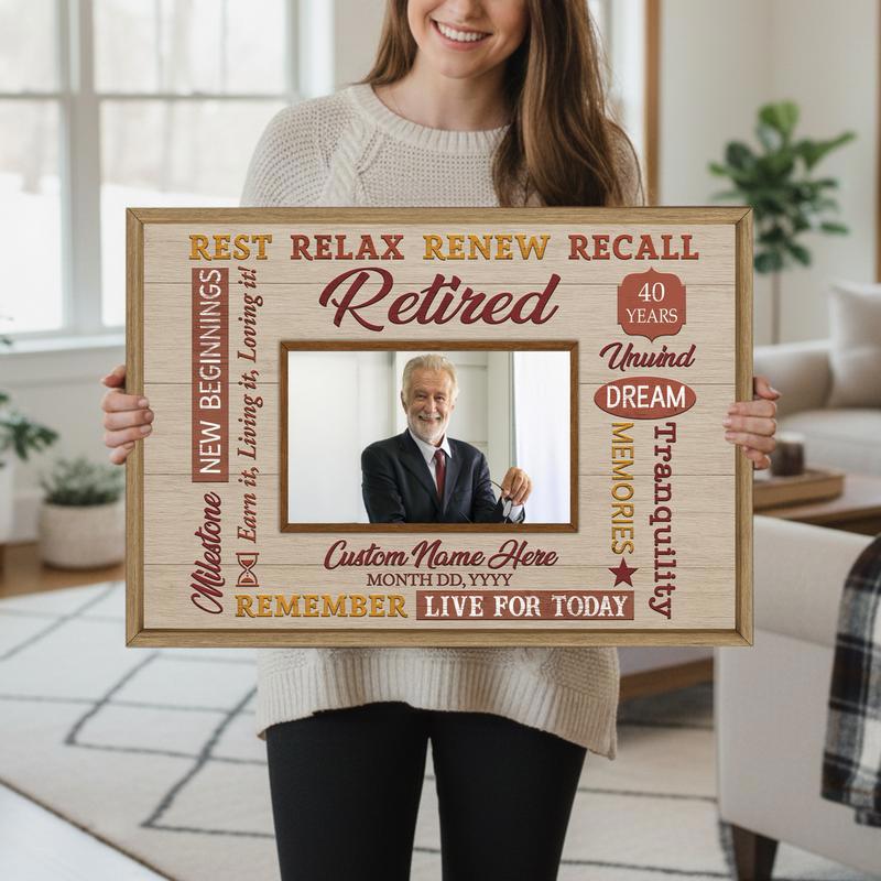 Custom Retirement Photo Canvas - Rustic Happy Gift For Retirees