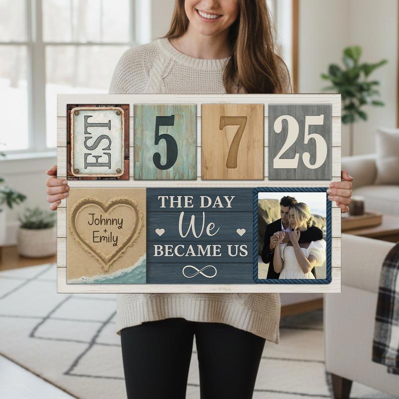 Established Year Photo Keepsake - Custom Couple Milestone Canvas